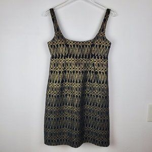 Milly empire brocade dress black gold evening 2 date night